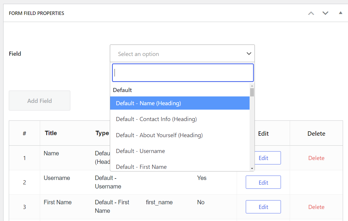 Choosing form fields