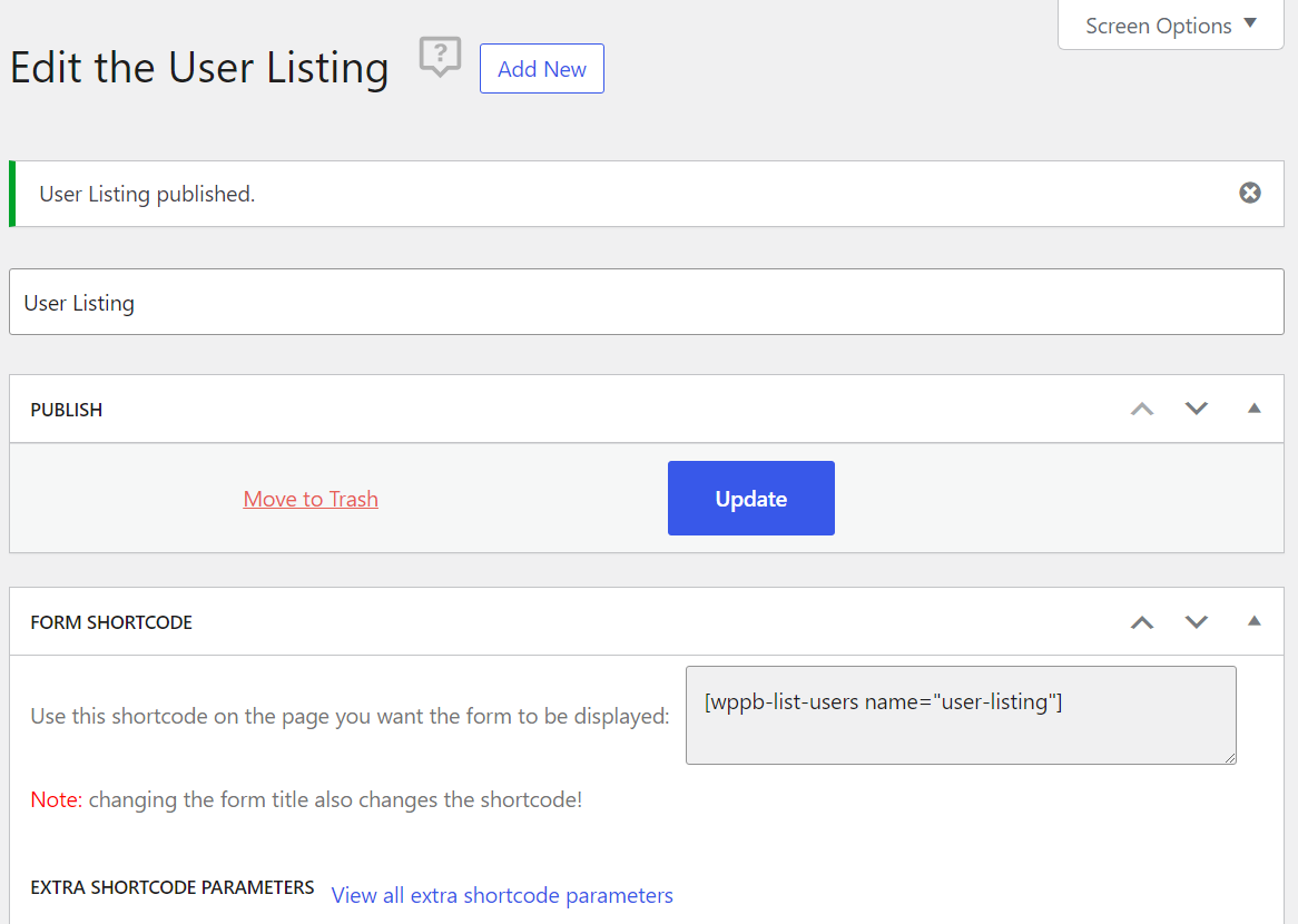 Publishing the WordPress user listing