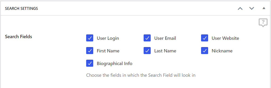 Setting up search fields for WordPress user listing
