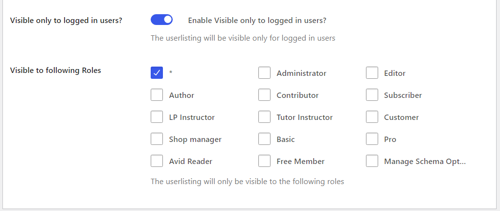 User listing visibility